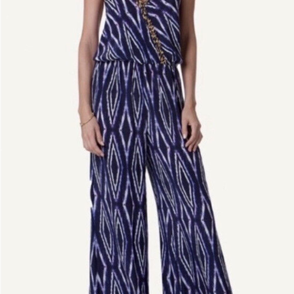 Vix Paula Hermanny Silk Blue Patterned Jumpsuit - M